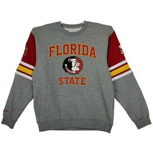 Florida‎ State Seminoles Mitchell & Ness NCAA Large Sweatshirt Gray Red NWT